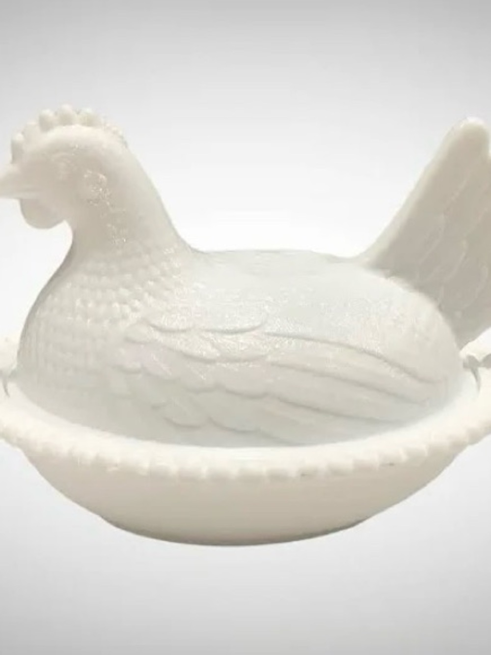 Vintage Indiana Milk Glass 7” Hen on Nest
